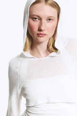 Boléro Court À Capuche - Blanc — photo 1