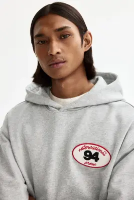 Hoodie Loose Fit avec motifs - Gris chiné/94 — photo 1