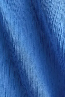 Chemise en coton froissé - Bleu vif — photo 4