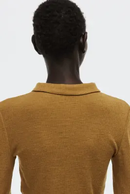 Polo en laine - Brun doré — photo 2