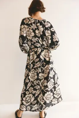 Robe tunique avec ceinture - Noir/fleuri — photo 4