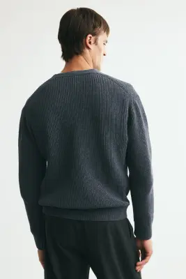 Gilet Relaxed Fit en fil chenille - Gris foncé — photo 3