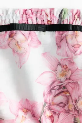 Crop top en lin mélangé - Ivoire/fleuri — photo 4
