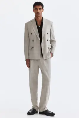 Veste Regular Fit à fermeture croisée - Beige/carreaux — photo 2