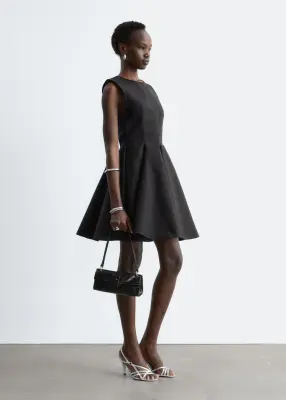Robe courte plissée - Noir — photo 4