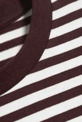 T-shirt en coton à manches longues - Blanc/Rouge foncé rayé — photo 3