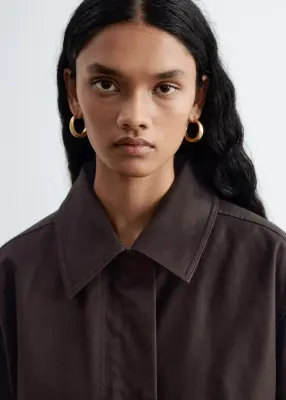 Veste utilitaire oversize à cordon de serrage - Marron foncé — photo 2
