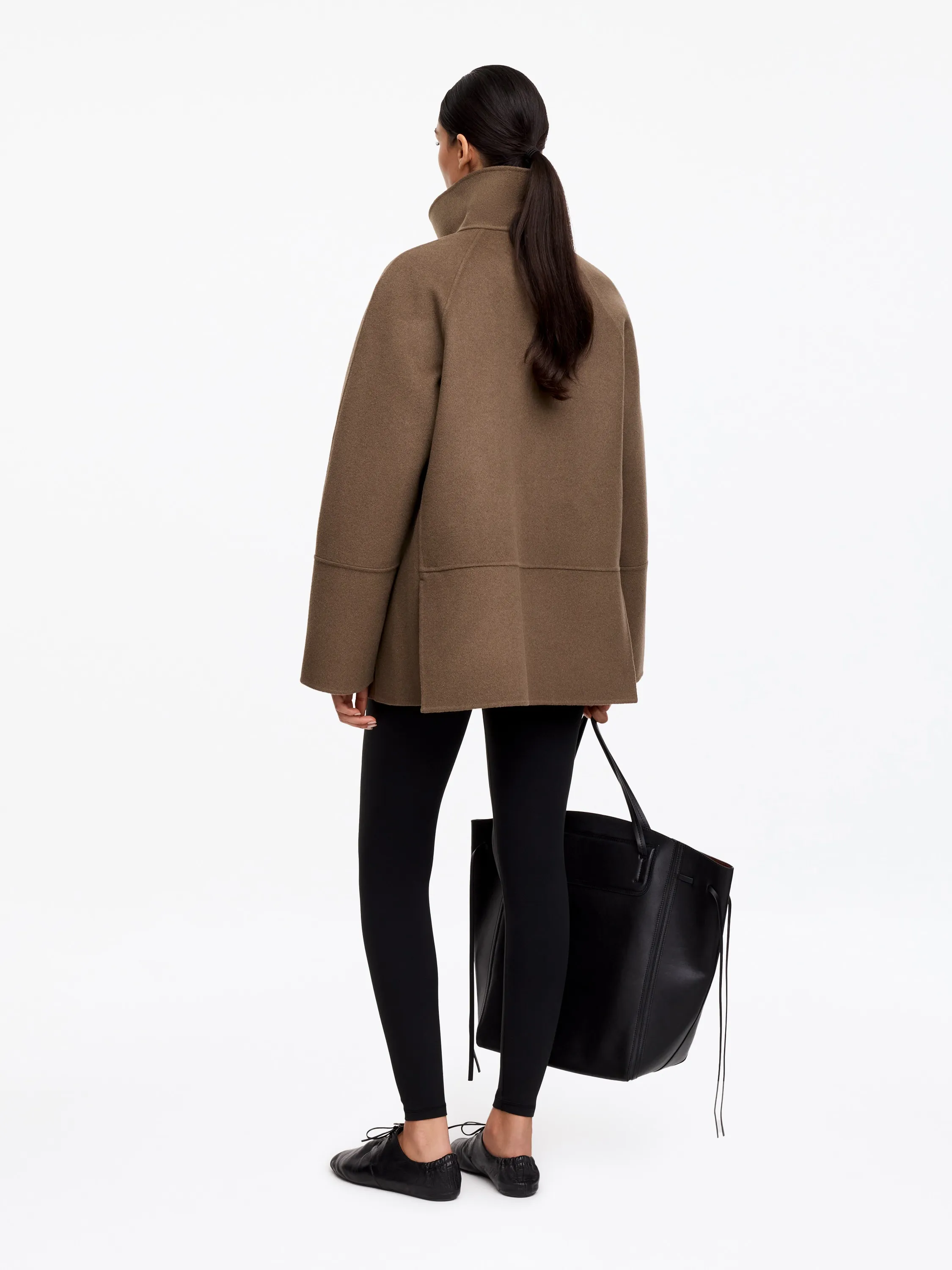 Veste en laine mélangée double face - Taupe foncé