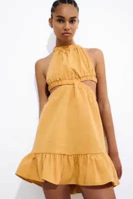 Robe découpée avec dos ouvert - Orange — photo 1