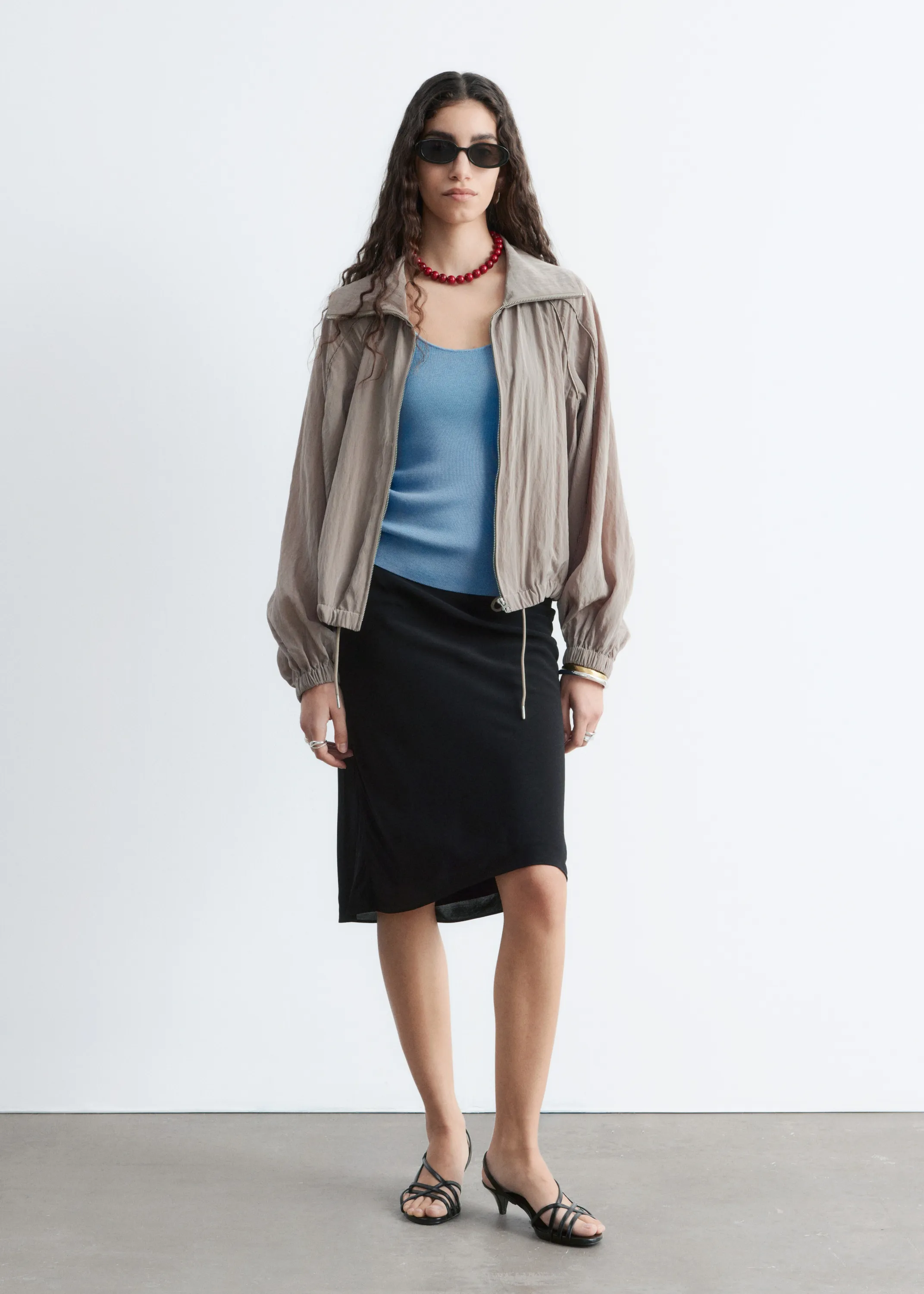 Veste sportive à cordon de serrage - Taupe