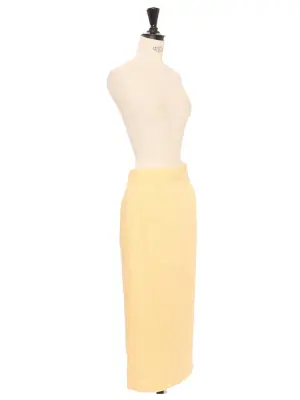 Jupe crayon midi 100% lin jaune poussin Taille XS — photo 2