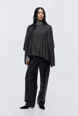 Cape en maille fine - Gris foncé chiné — photo 1