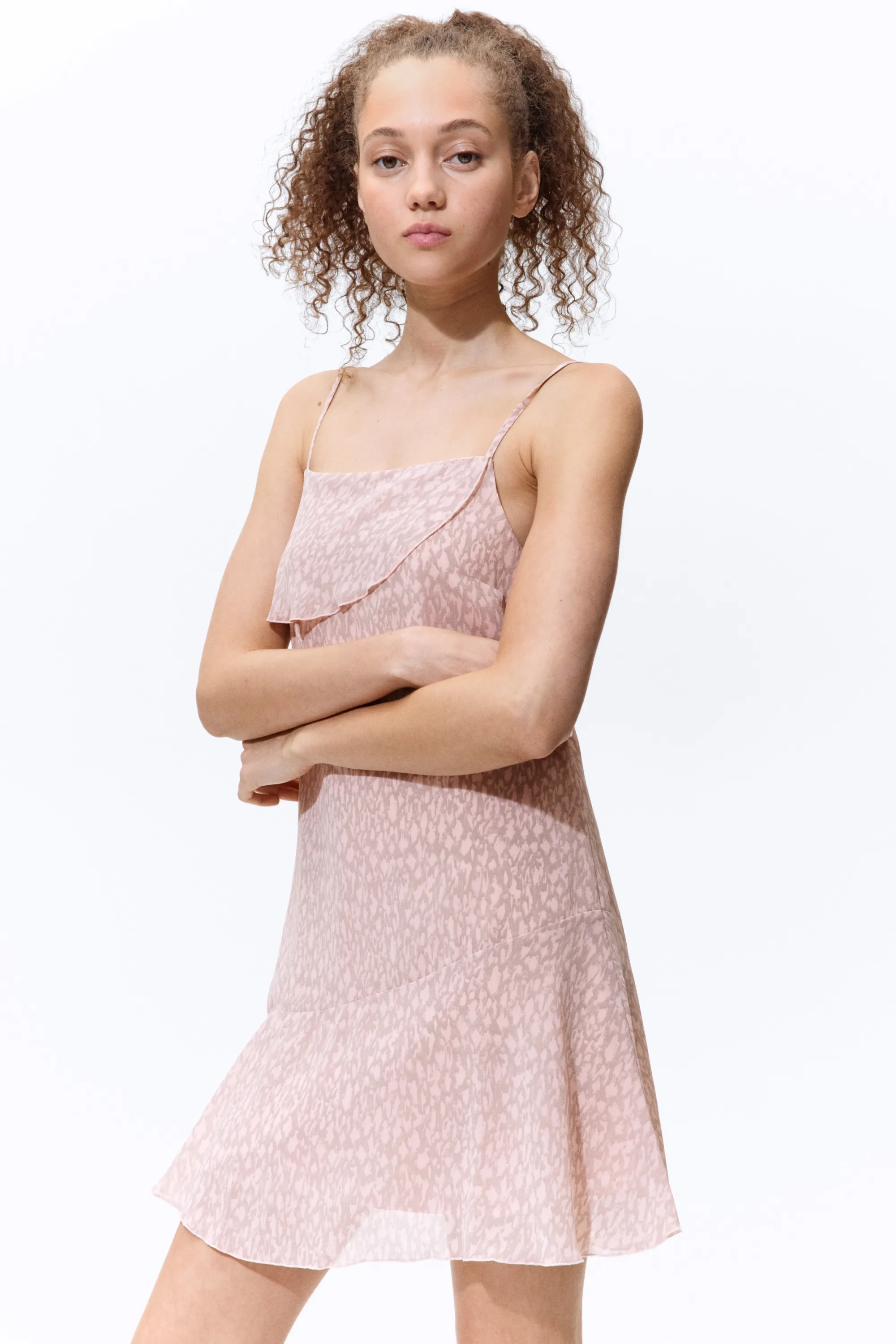 Robe à bretelles fines avec rubans à nouer - Rose ancien/motif