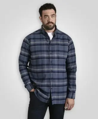 DUKE CHEMISE GRANDE LONGUEUR A CARREAUX Bleu — photo 4