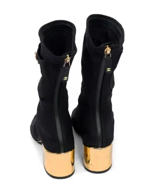 Bottines en maille et gros grain noir, cuir doré Cruise 2022 Prix boutique 1450€ Taille 38 — photo 5