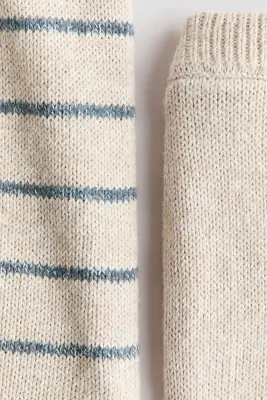 Ensemble 2 pièces en maille de coton - Beige clair/rayé — photo 2