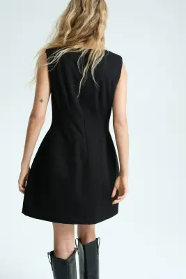 Robe à encolure en V - Noir — photo 3