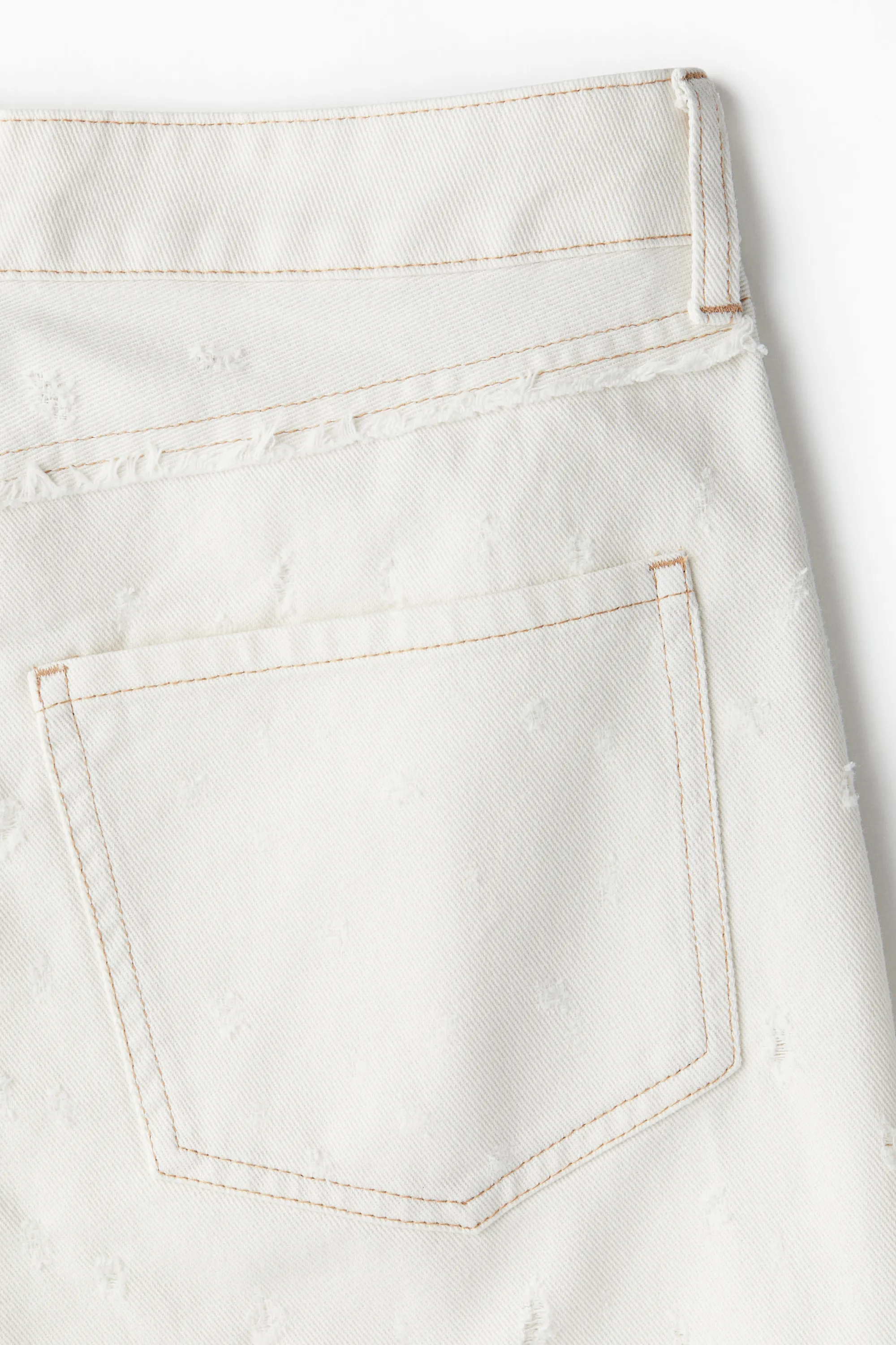 Pantalon en twill à bords frangés - Crème
