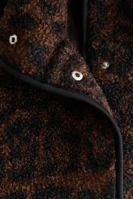 Veste sans manches en tissu Teddy bear - Marron foncé/imprimé léopard — photo 4