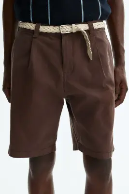 Short chino Relaxed Fit en coton - Marron foncé — photo 2