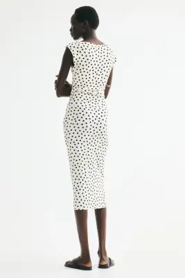 Robe à mancherons - Crème/pois — photo 4