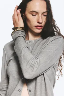 Cardigan ajusté - Gris délavé — photo 2