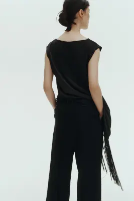 Pantalon chic en lin mélangé - Noir — photo 3