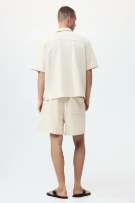 Short Relaxed Fit en interlock - Beige clair — photo 3