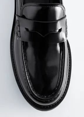 Mocassins en cuir épais - Noir — photo 3