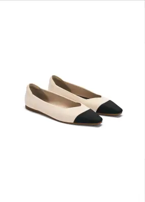 Celine Recycled Ballet Flats - Cream and black toe — photo 4