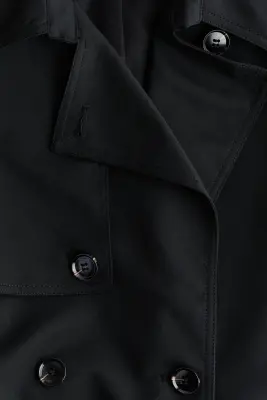 Trench-coat de longueur genou en twill - Noir — photo 4