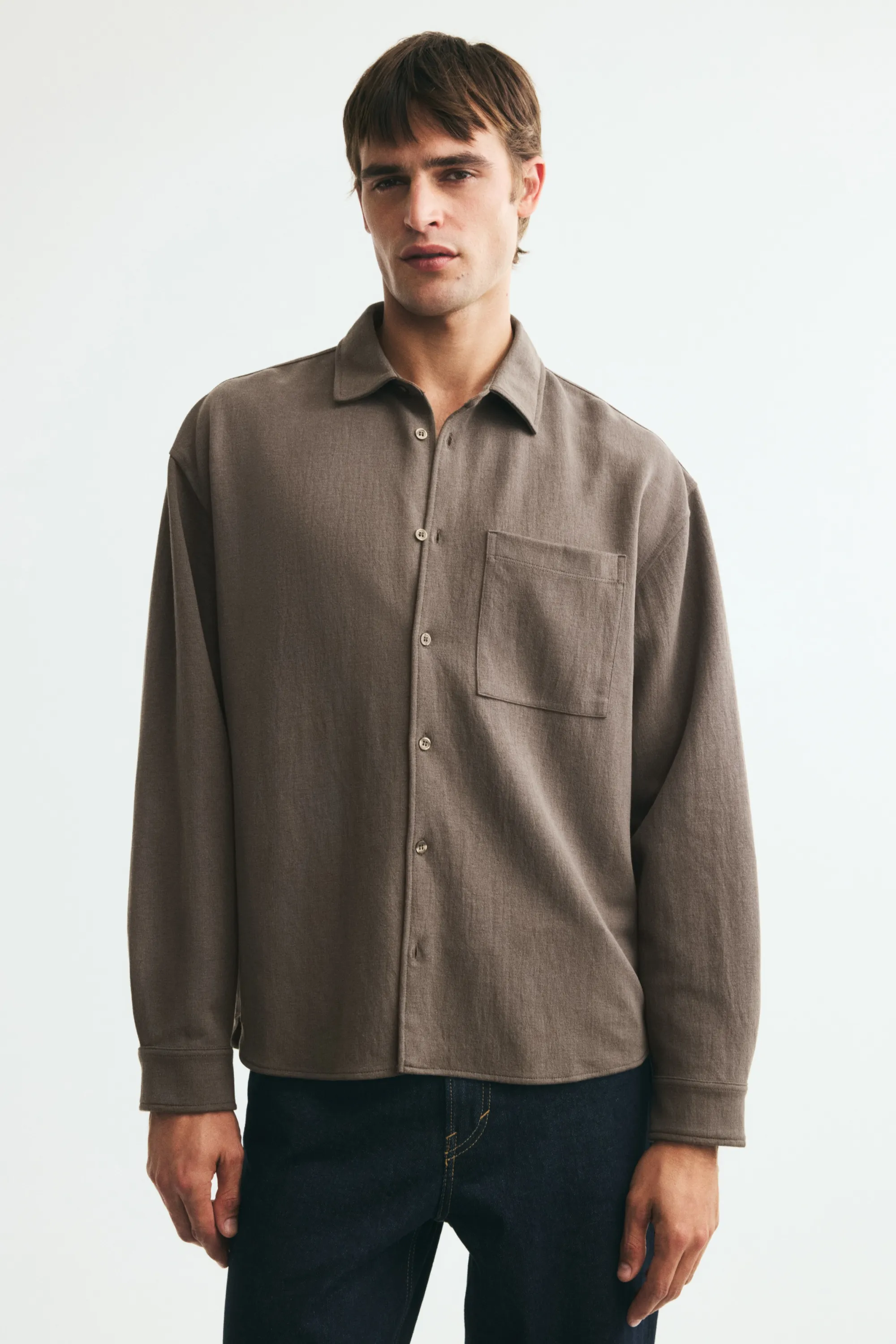Chemise Relaxed Fit en jersey - Taupe foncé