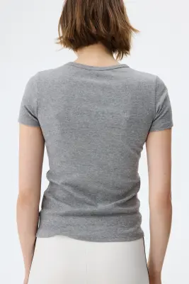 T-shirt côtelé - Gris chiné — photo 3