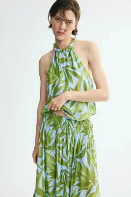 Jupe midi texturée - Vert/feuilles — photo 1