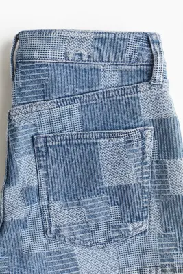 Short en denim façon patchwork - Bleu denim — photo 2