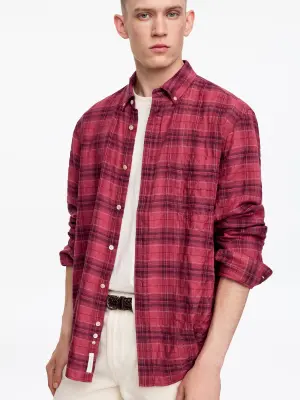 Chemise en flanelle standard - Rose foncé/Bordeaux — photo 1