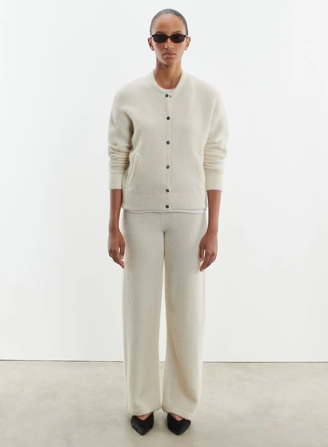 Pantalon en alpaga, polyamide et élasthanne