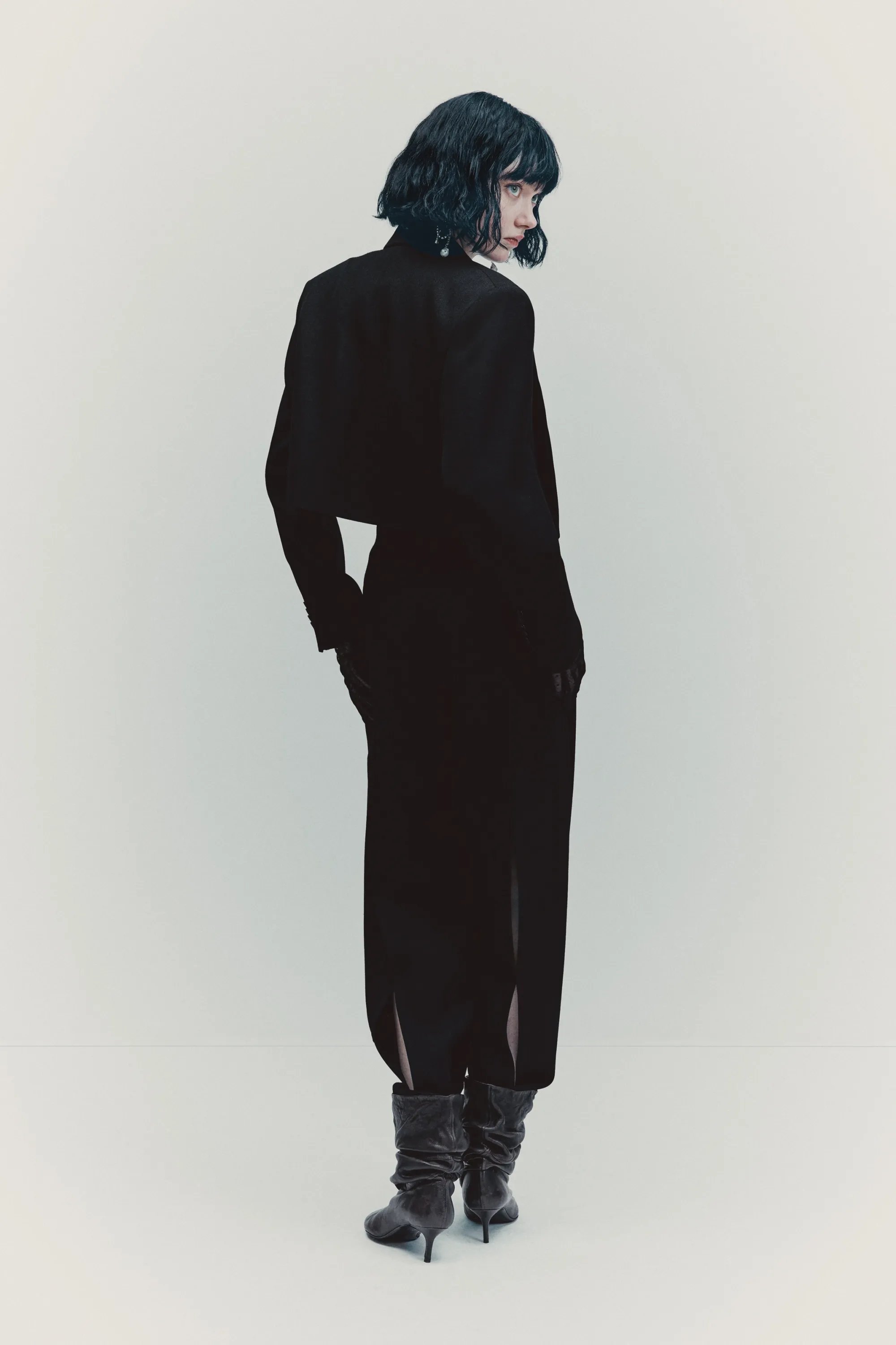 Pantalon en laine avec fentes - Noir