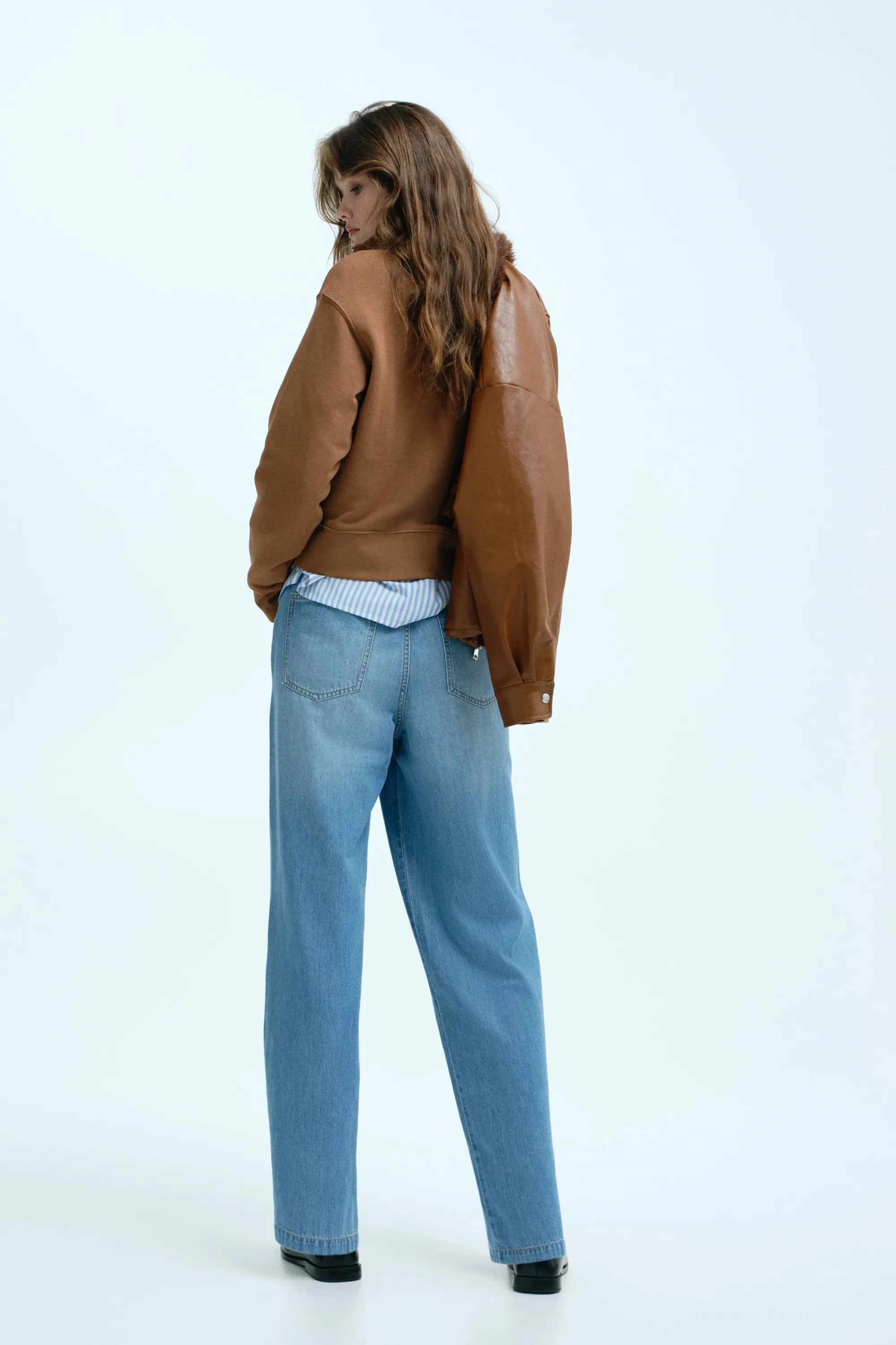 Pantalon en denim avec cordon de serrage - Bleu denim clair