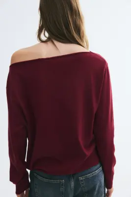 Off-the-shoulder jumper - Bordeaux — photo 2