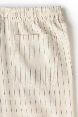 Pantalon Relaxed Fit en lin mélangé - Beige/rayé — photo 4