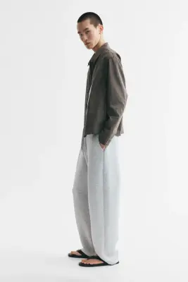 Pantalon jogger barrel Relaxed Fit en scuba - Gris chiné — photo 4