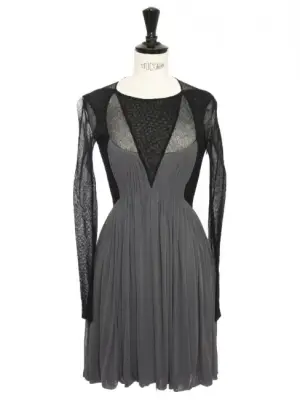 Robe Couture en tulle noire et jersey de soie bleu gris Prix boutique environ 1500€ Taille XS — photo 1