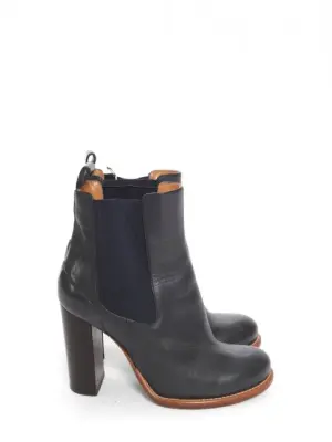 Bottines chelsea en cuir bleu marine à talon bois Prix boutique 800€ Taille 38 — photo 1