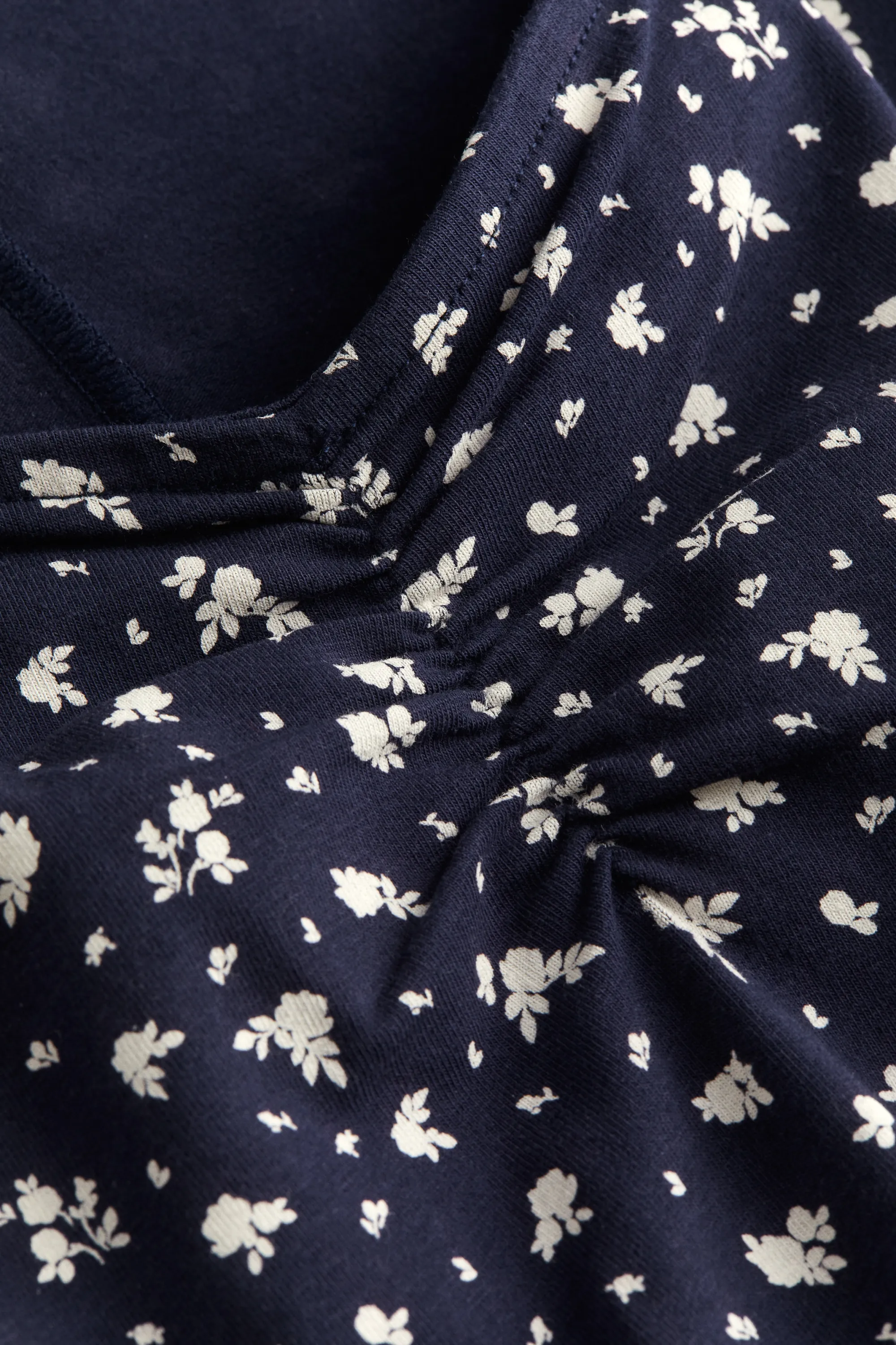 Robe à mancherons en jersey - Bleu marine/fleuri