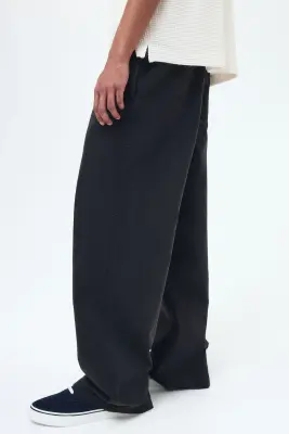 Pantalon Loose Fit en toile de coton - Noir — photo 3