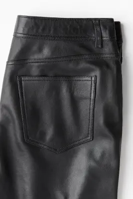 Pantalon 7/8 en cuir - Noir — photo 1