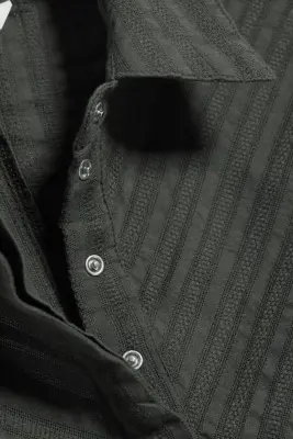 Chemise en coton à nouer - Gris rayé — photo 4