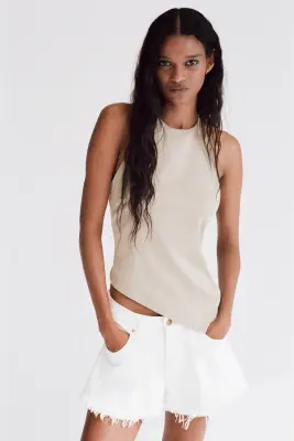Top asymétrique avec dos nu - Taupe clair — photo 2