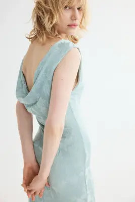 Robe en jersey jacquard avec dos bénitier - Turquoise clair — photo 3